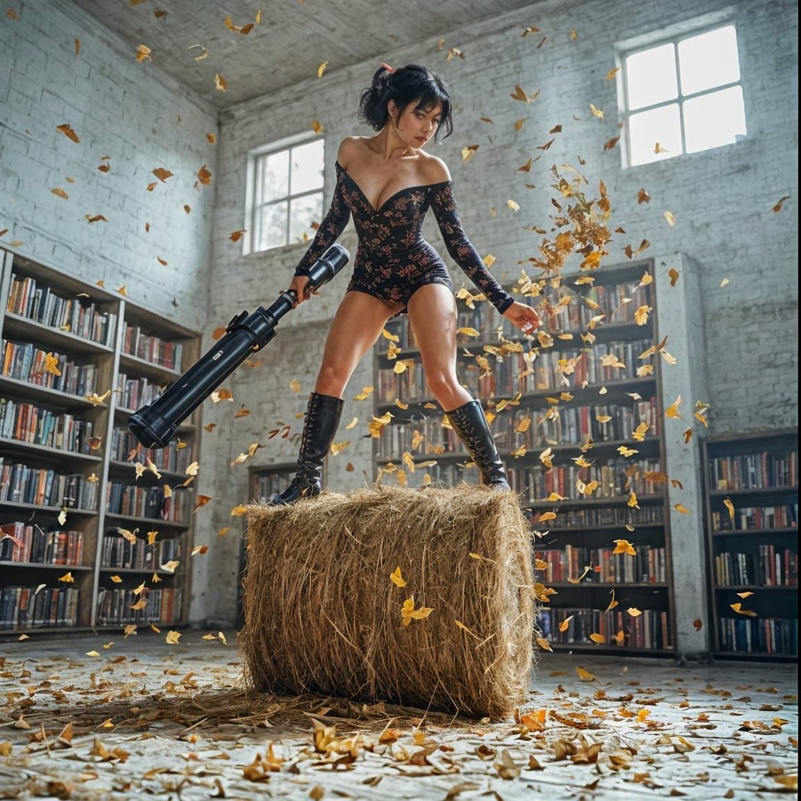 Library leaf blowing