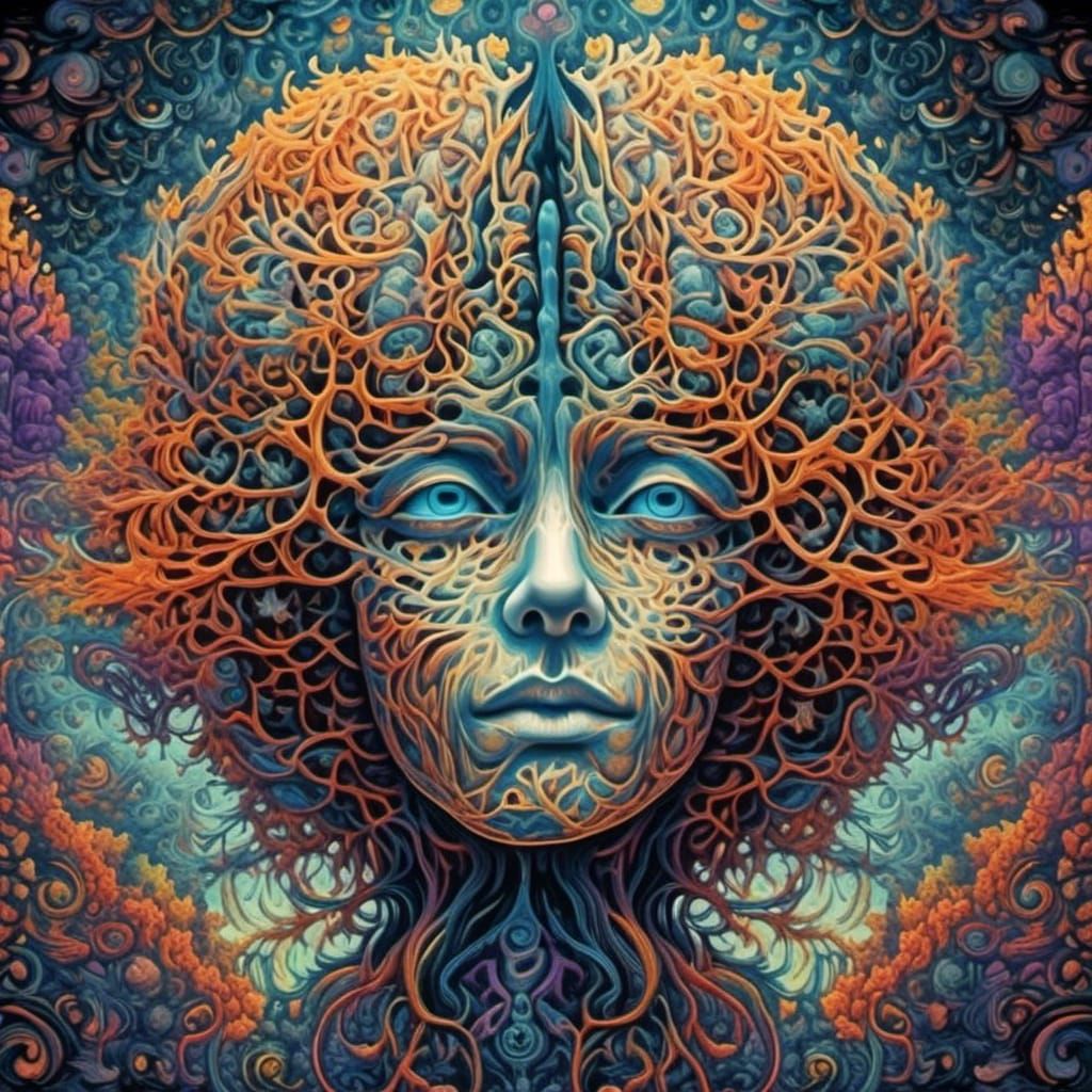 Looking forward Symmetrical face <lora:Symmetrification:1.0> This is the brain,in brain we trust, brain is the all the everything , Abstract...