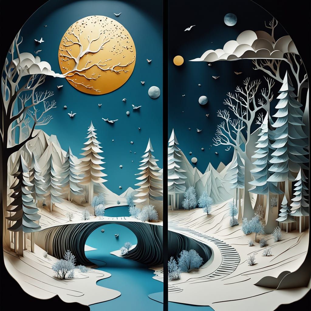 Paper Art Diptych  by @Alfred Stephens