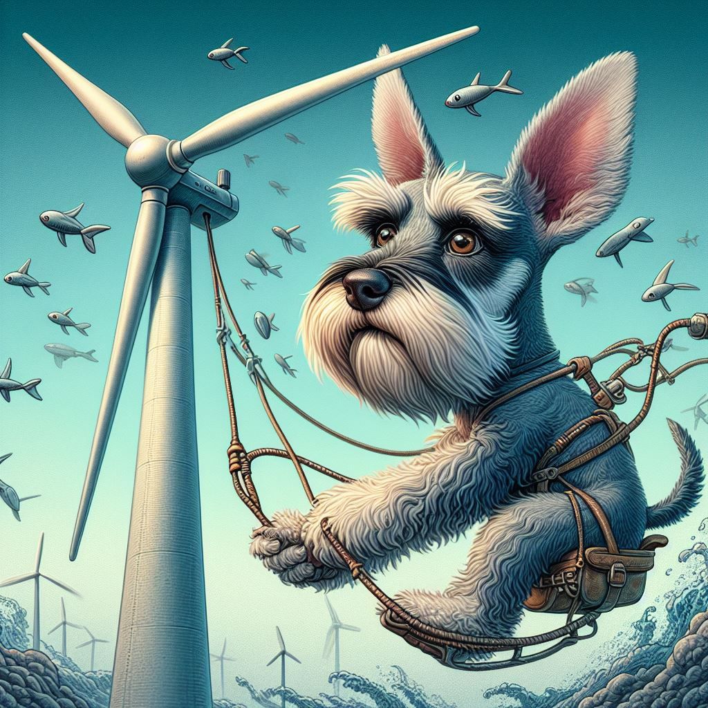 Charactature of me operating a wind turbine