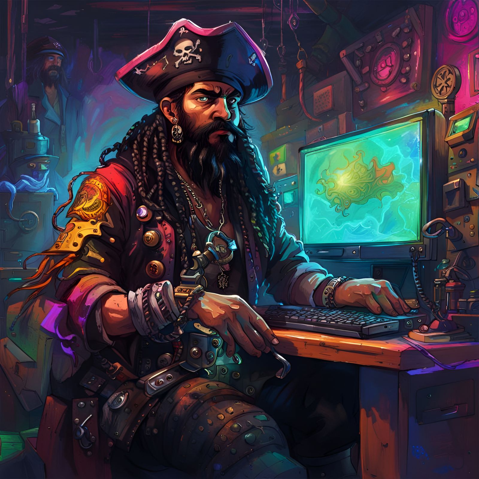 Blackbeard the Hacker AI Generated Artwork NightCafe Creator