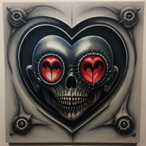 hearts, painted by Giger