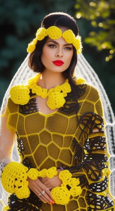 Yellow Crochet Spiderweb Dress