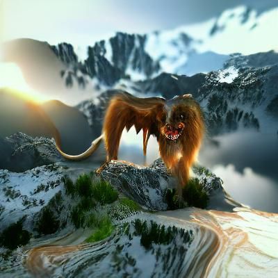 Manticore in the mountains VRay beautiful