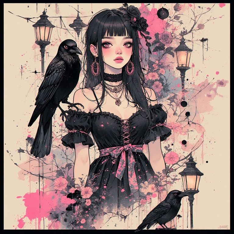 Street lamp and crow