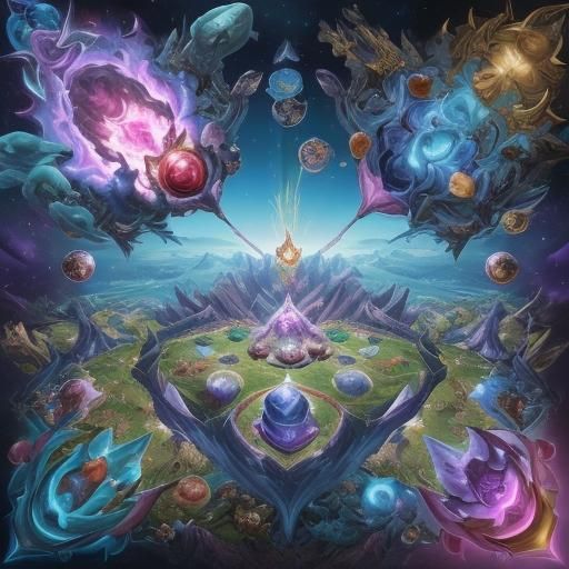 Surreal Cosmic Battle Scene in Oil on Canvas