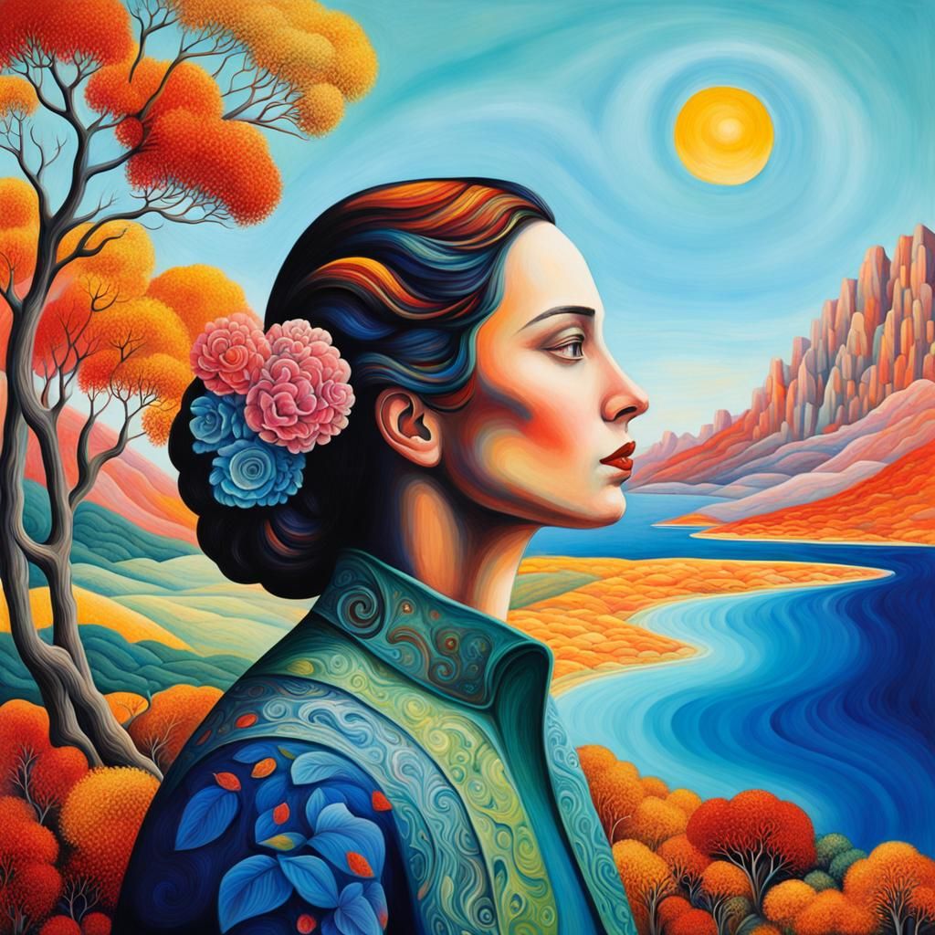 Una mezcla cautivadora y surrealista en colores alegres, del...