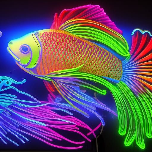 Neon Fish #1 - AI Generated Artwork - NightCafe Creator
