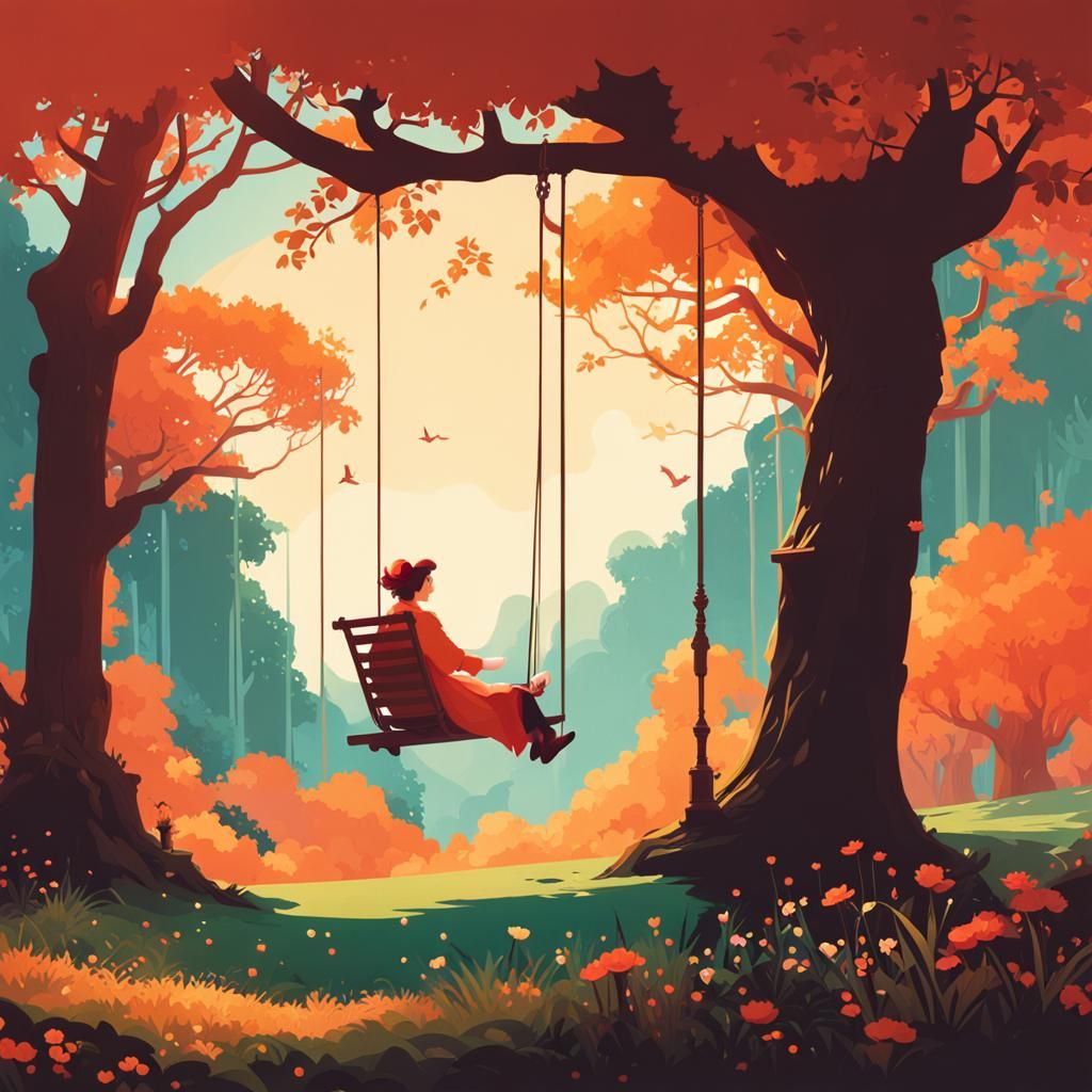 The Swing: Art Nouveau Digital Painting