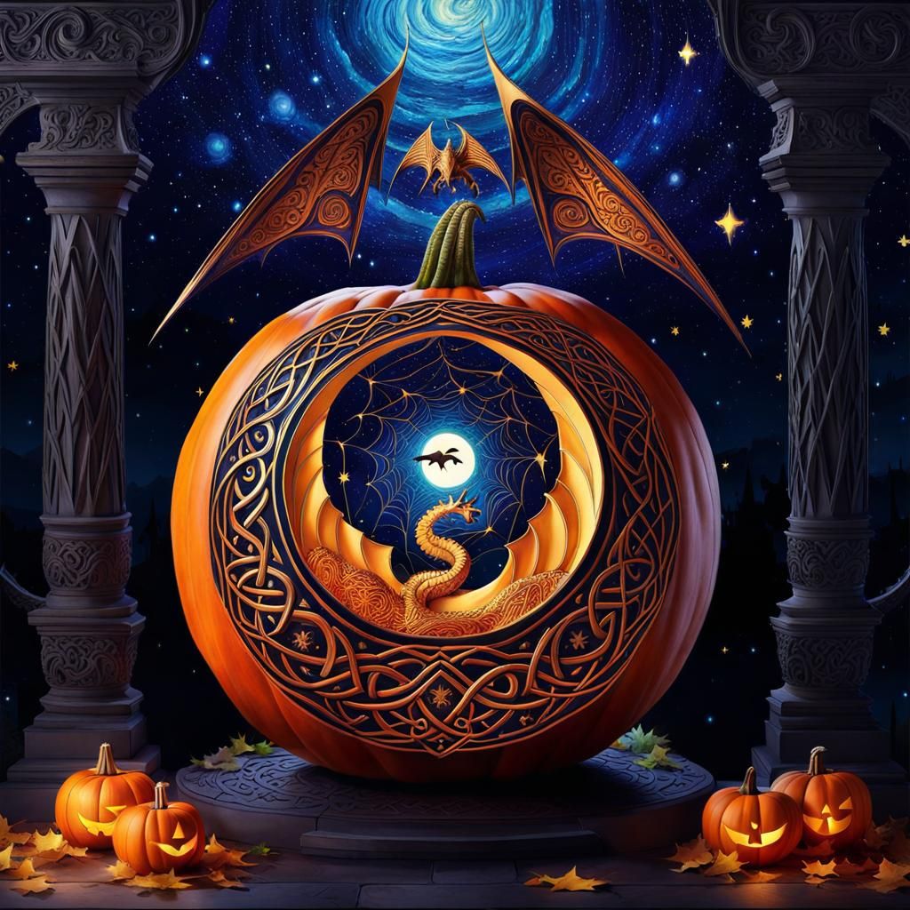 Celtic Style - Carved Pumpkin  by @Vixsin