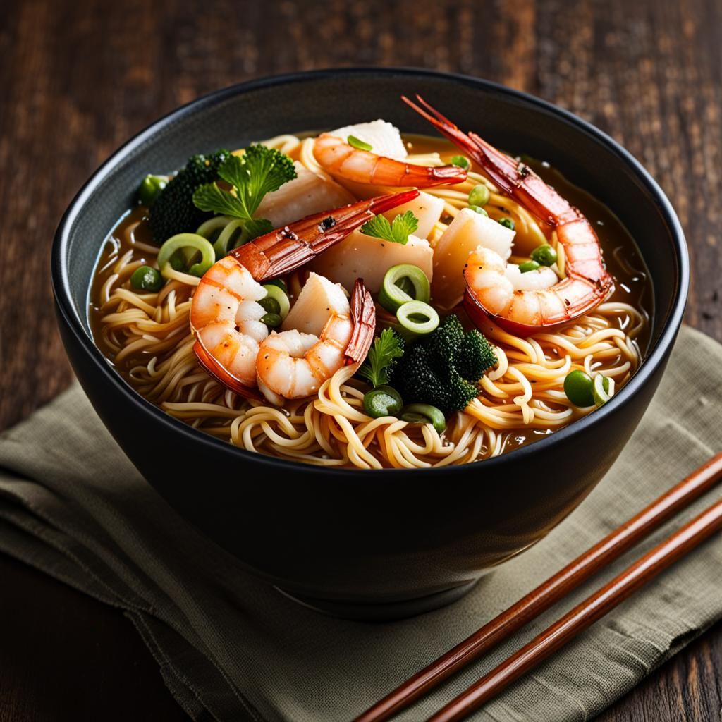 Shrimp and Scallops, instant ramen, noodle, cup ramen, hot, streaming ...