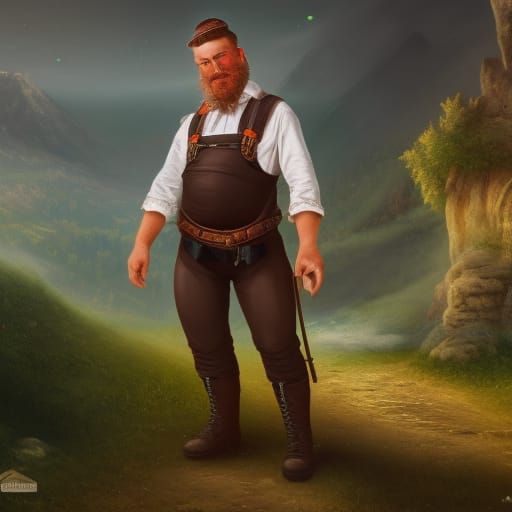 german man wearing lederhosen