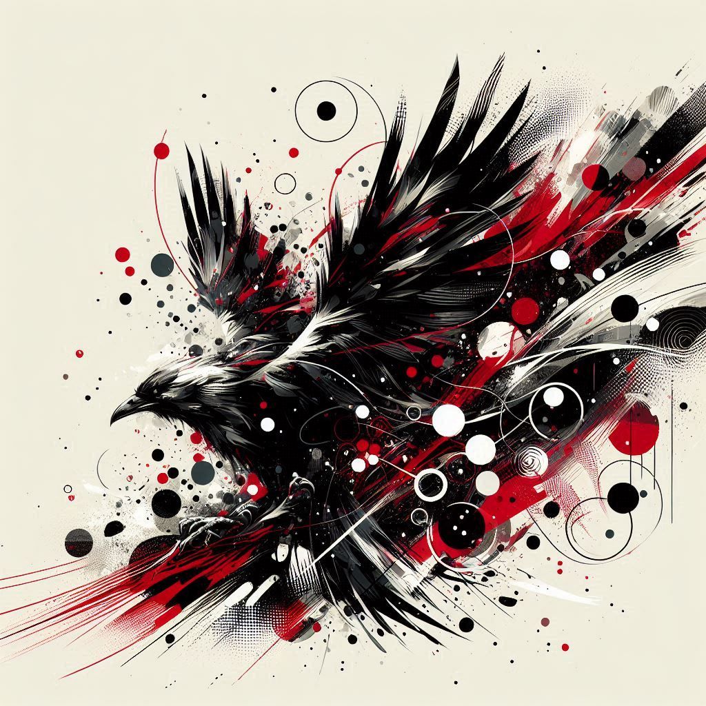 Black,red and white abstract