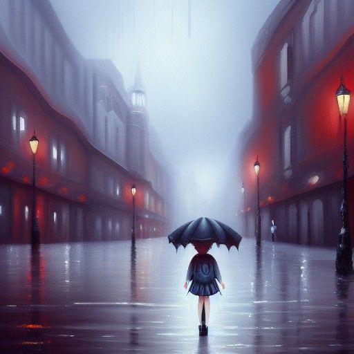 Walking in the rain - AI Generated Artwork - NightCafe Creator