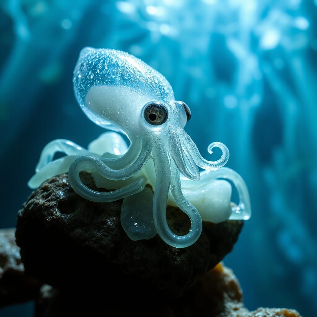 Glass sculpture of gentle squid 
Sea Glass Sculptures by Paul Cezanne and August Rodin  by @SamsonVampire