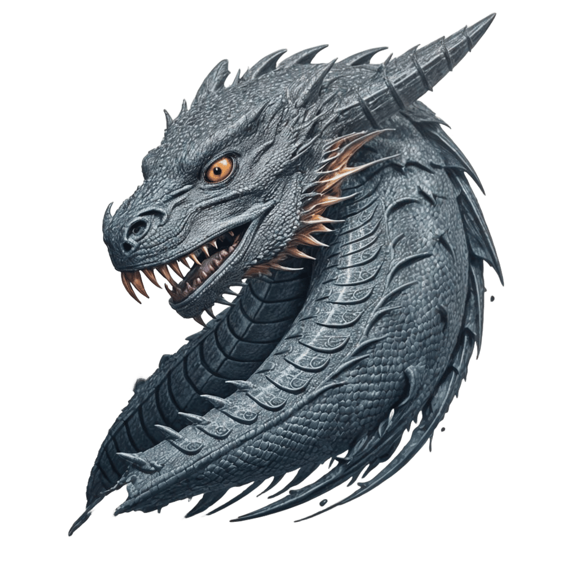 death dragon, tattoo, dragon head on back of neck, claws on arms, breathing fire