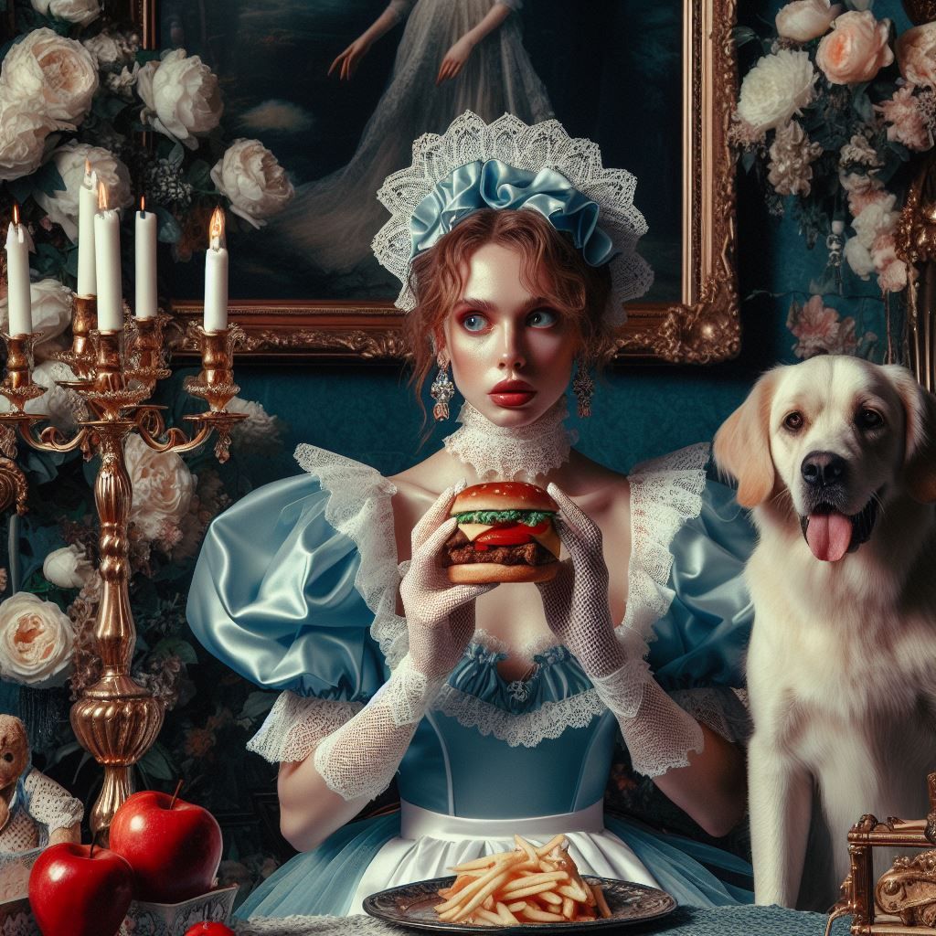 woman with hamburger