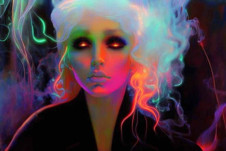 Ghostly White Haired Lady - AI Generated Artwork - NightCafe Creator