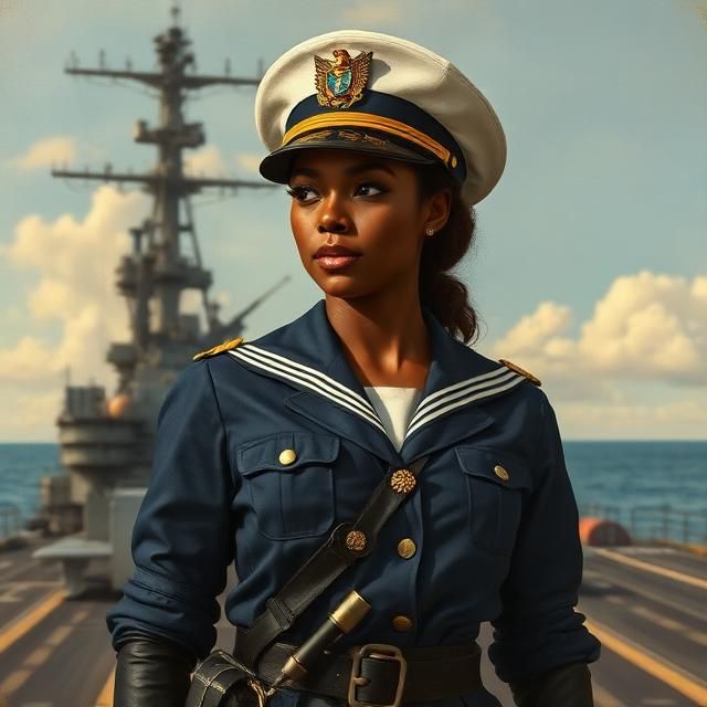 BEAUTIFUL BLACK FEMALE NAVY  COMMANDER STANDING ON THE DECK ...