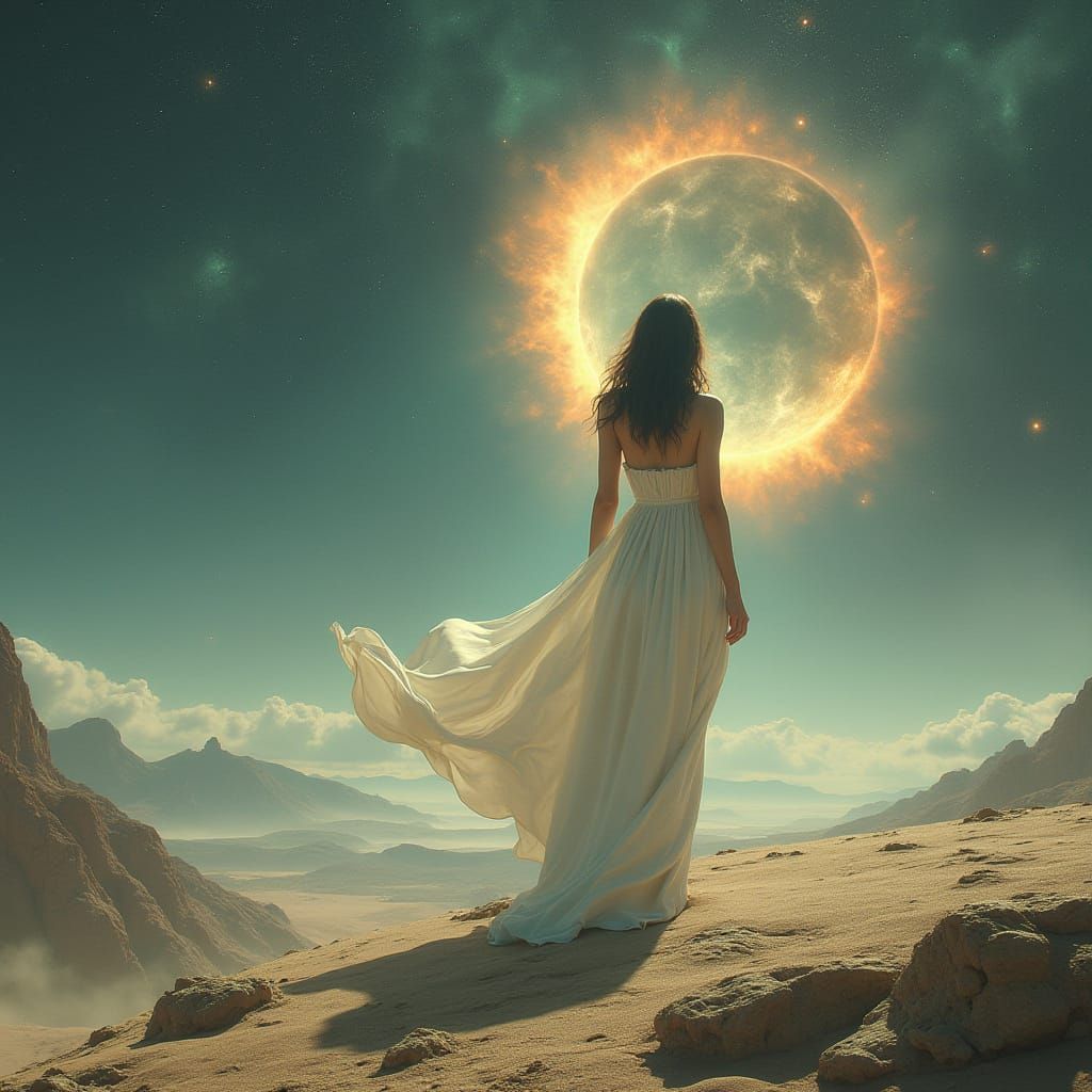 Ethereal Space Goddess in a Nebulaic Dreamscape