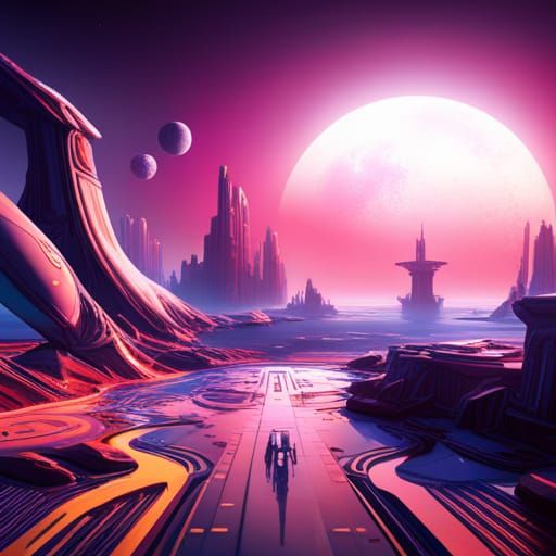 Living space dock near a far away planet. High detail, bright colors, futuristic   by @Acerbinky