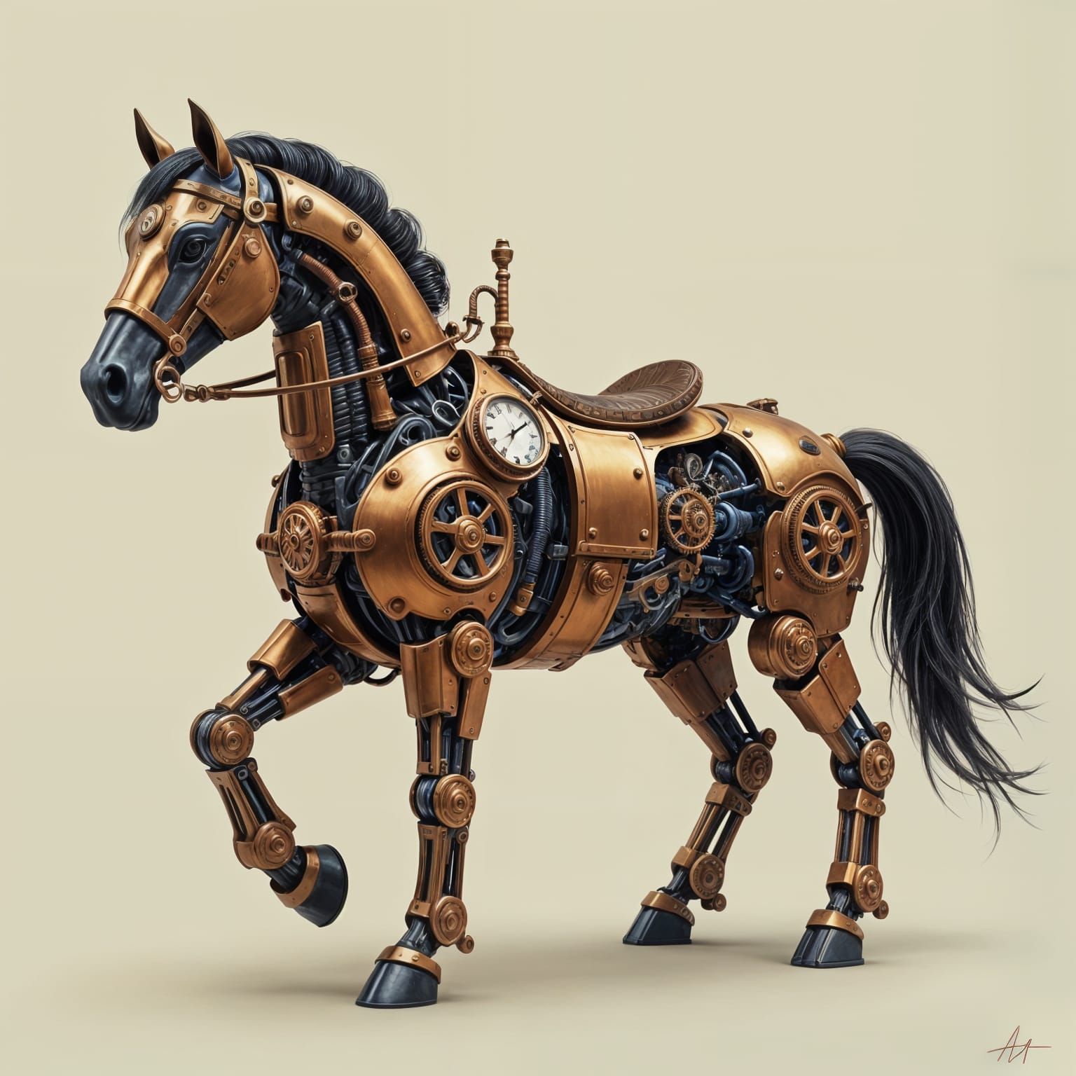 Steampunk metal horse   by @Eva