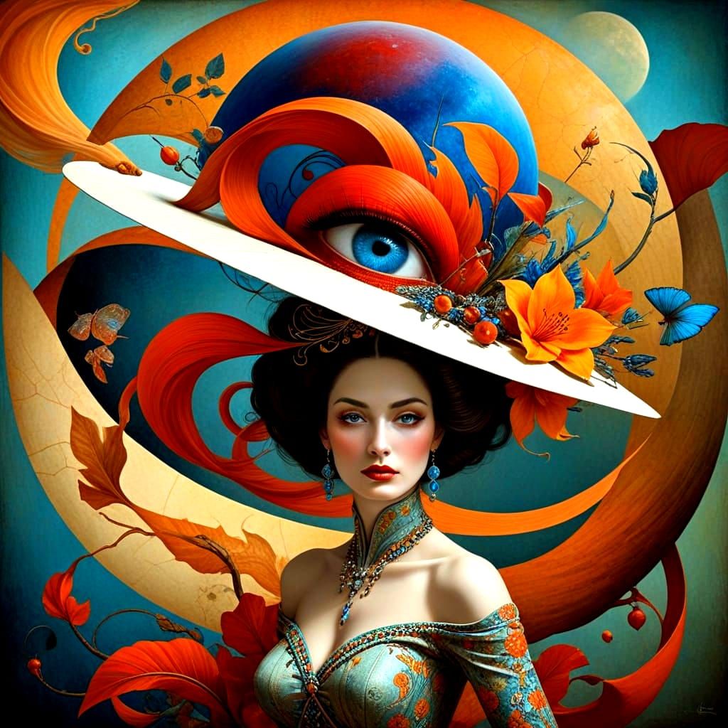 Surreal Fantasy Woman with Exotic Ikebana Hair