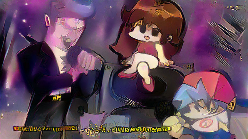 fnf but with a different art style and accurate lyrics at the bottom lol