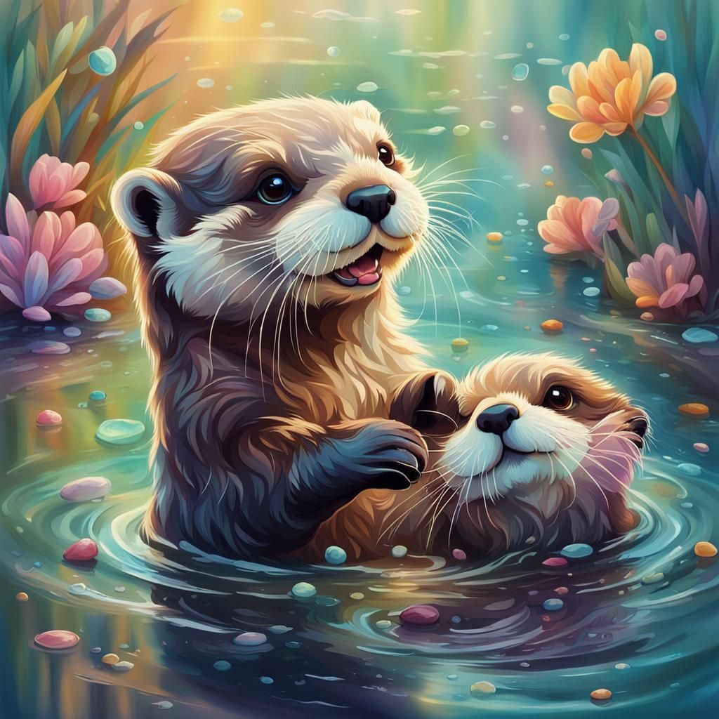 Playful otters   by @SIMBA