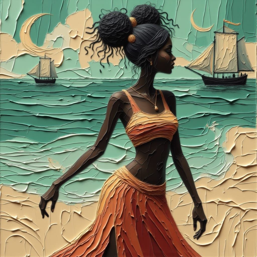 William Berryman fantasy digital art a curvaceous jamaican woman with black jamaican style hair wearing a traditional ar...