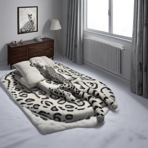 snow leopard skin rug in bedroom - Snow Leopard Skin Rug i...