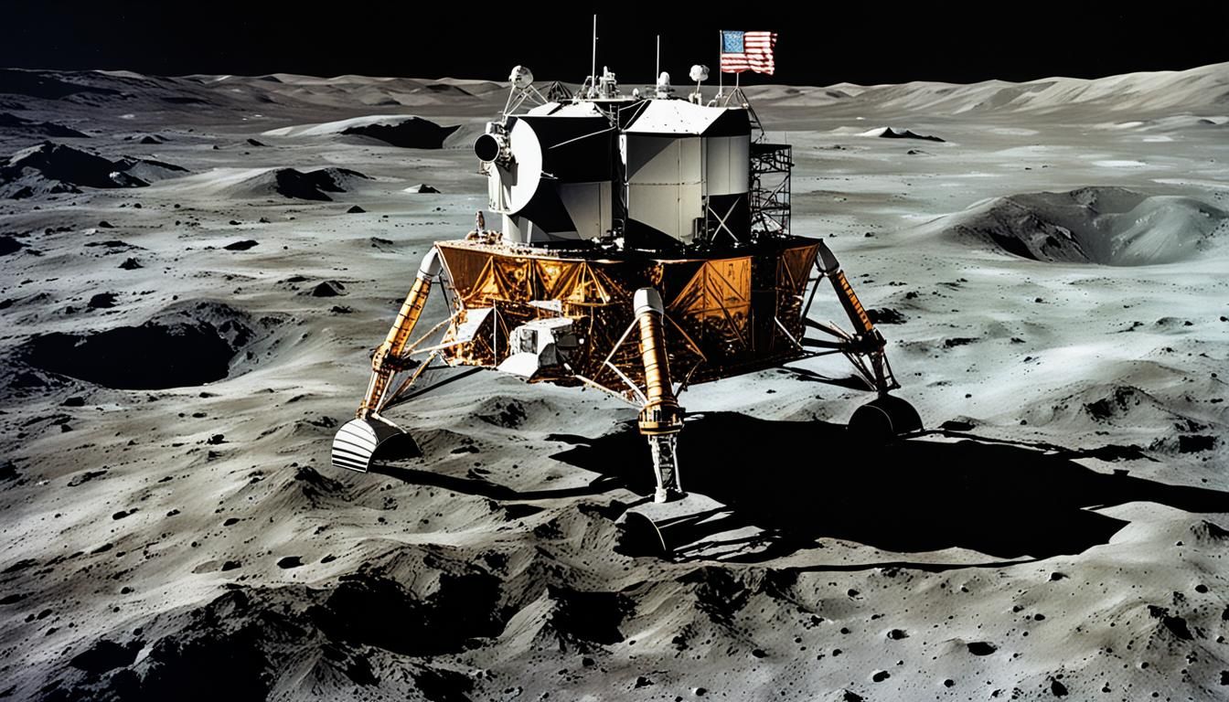 Surreal Painting of the Apollo 11 Lander on the Surface of t...
