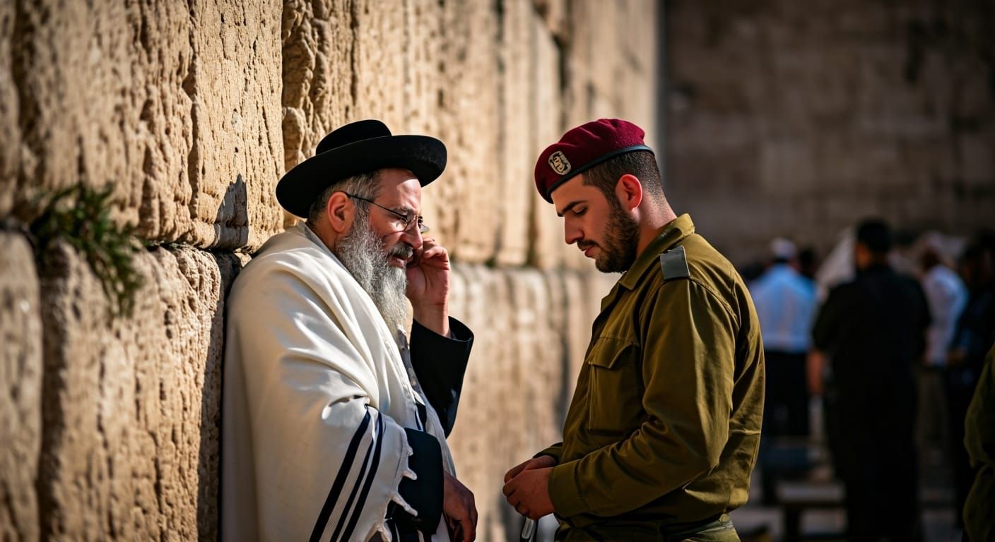 Two Men at the Western Wall, Jerusalem