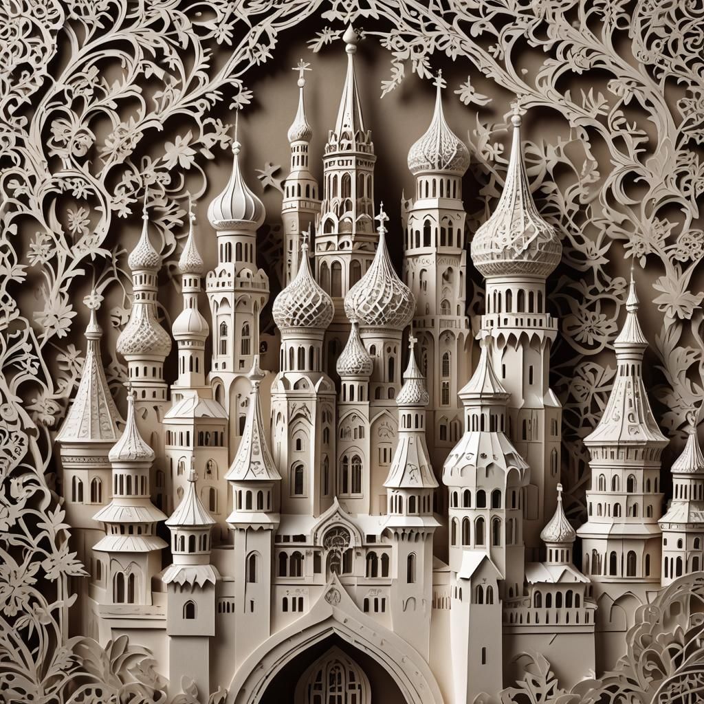 detailed photograph of a Kirigami Craft paper of the kremlin...