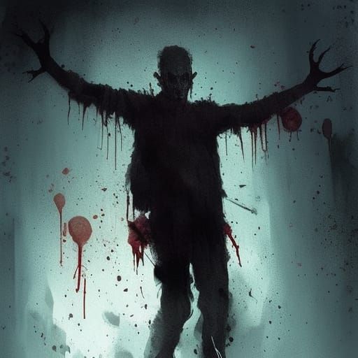 the psychopath man with blood on his hands