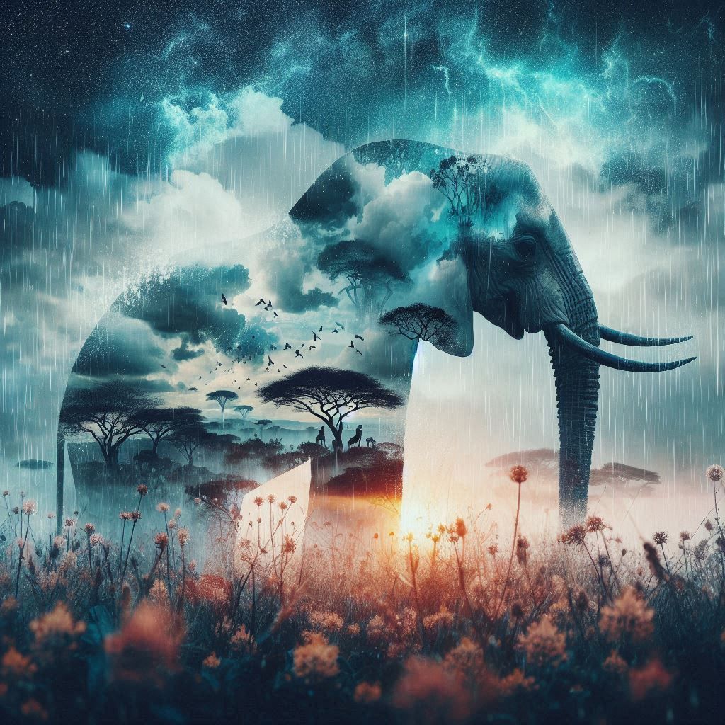 double exposure beautiful fantasy DALL-E 3 portrait landscape..