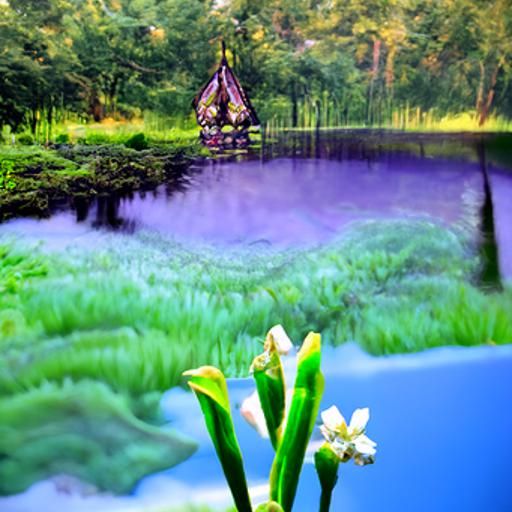A lovely Pond in the Deep Forest with Water Hyacinths