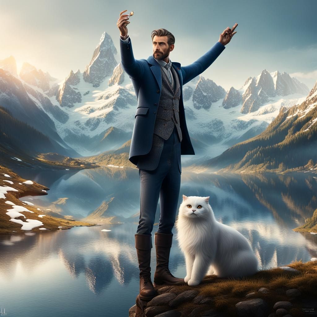 Man Modeling in Swiss Mountains: Digital Matte Painting