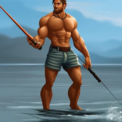 mature masculine hirsute male fishing wearing shorts, trending on  artstation, soft focus, impressionist style - AI Generated Artwork -  NightCafe Creator