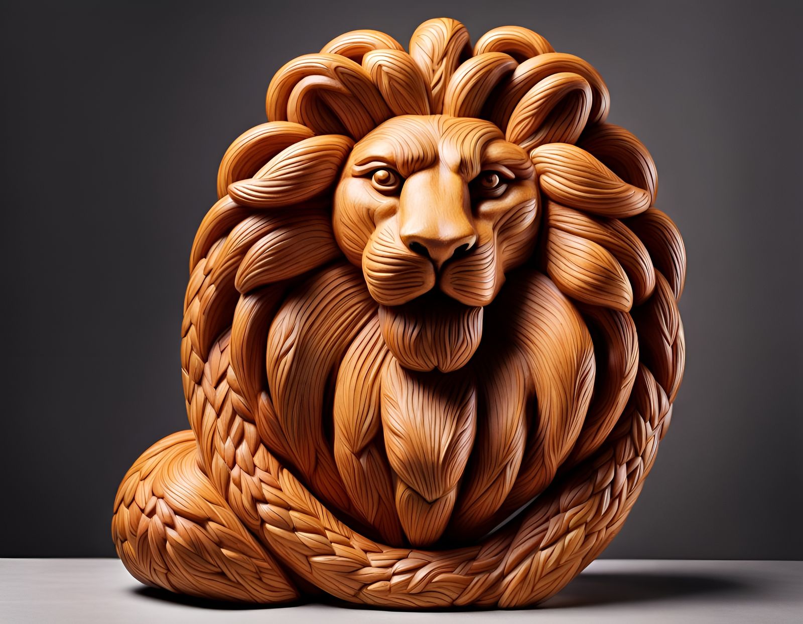A detailed Pretzel sculpture majestic Lion.
