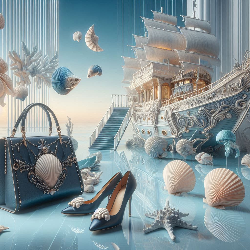 Navy shell bag and shoes