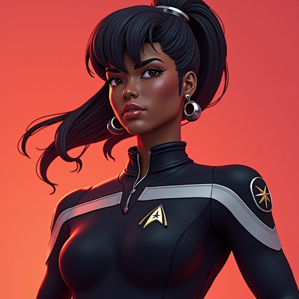 Nyota Uhura black woman uniform upper body fierce