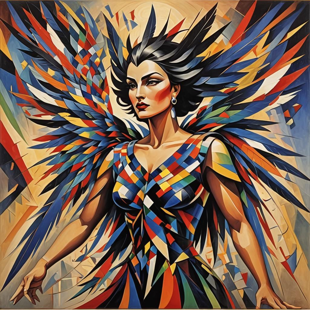 Black and Rainbow Thunderbird Wild woman, feathers , lightening strike ...