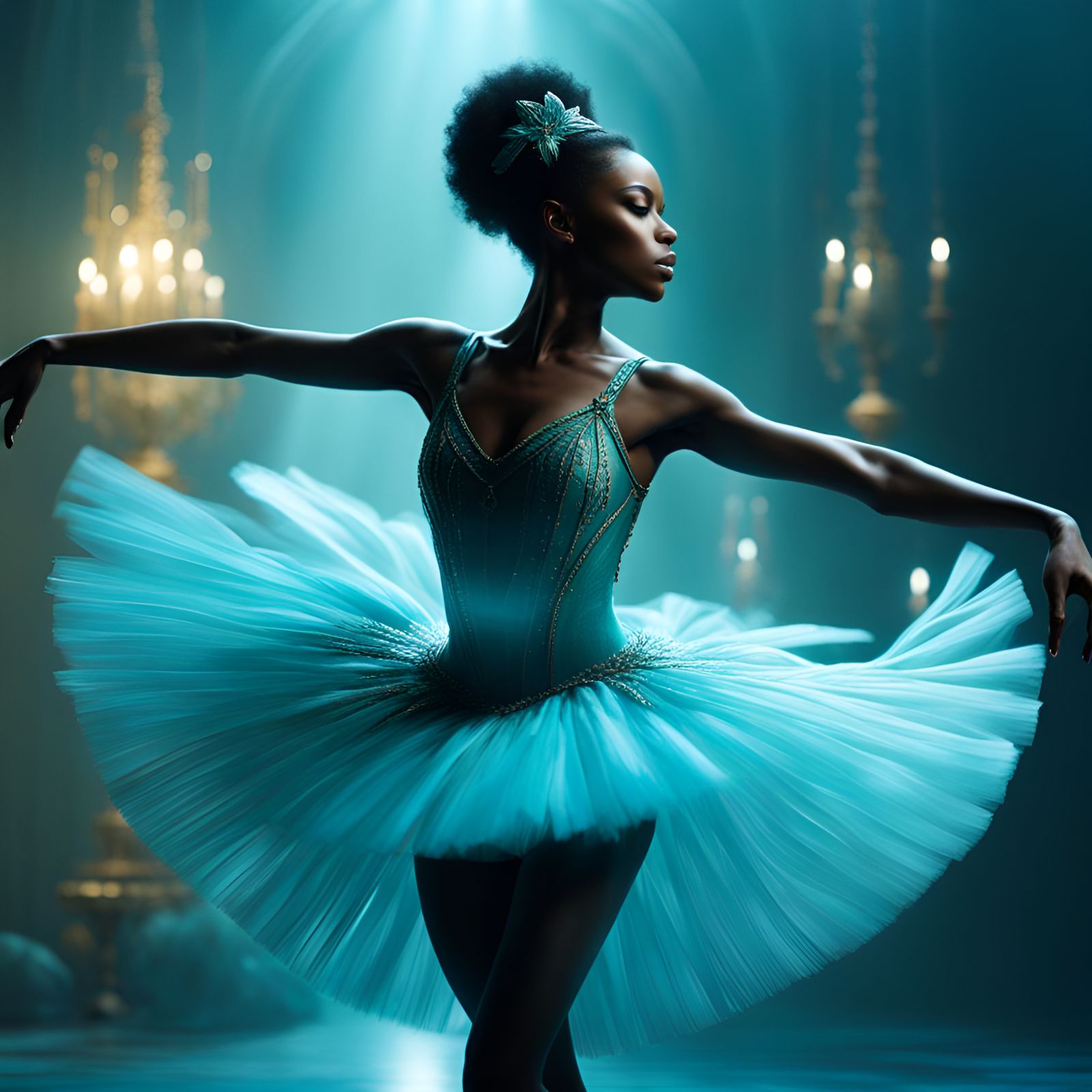 African Ballerina in Aquamarine