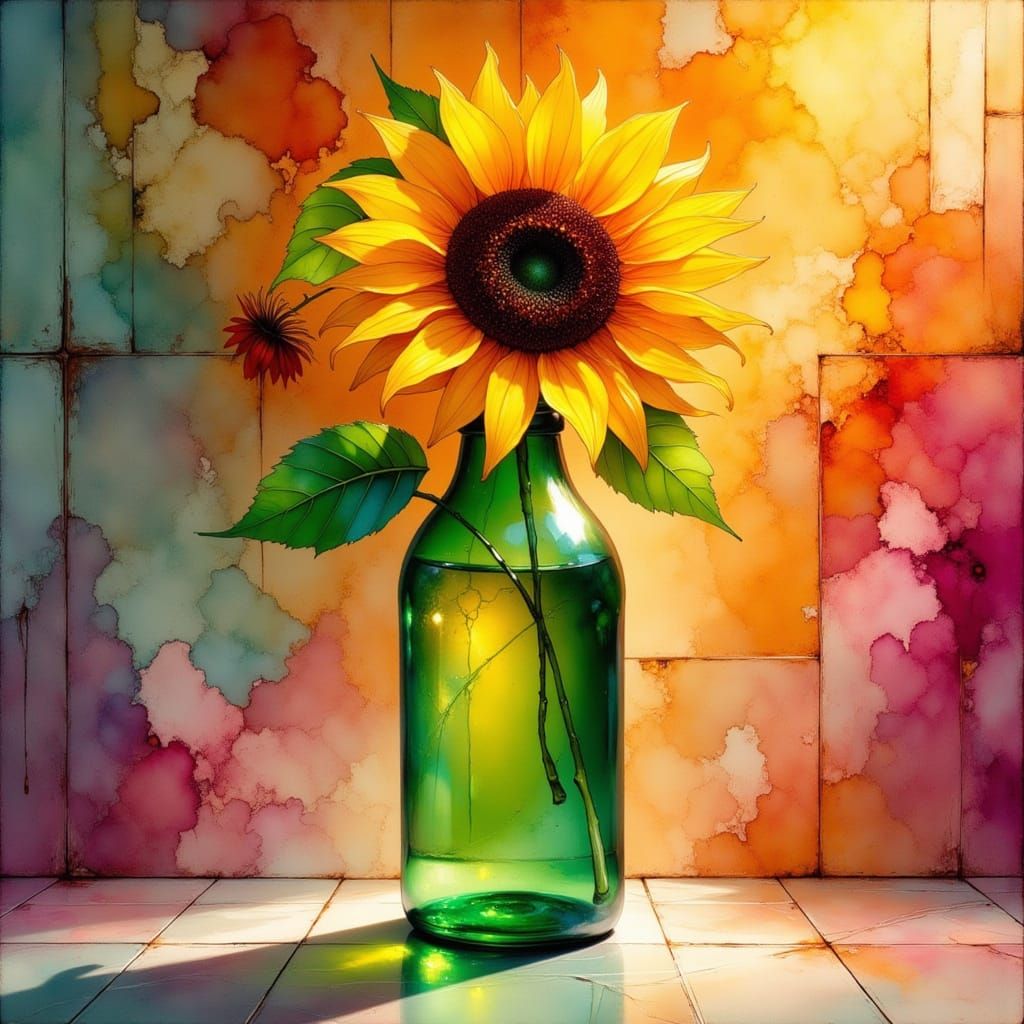 <lora:Happy Jambalaya:1.0> <lora:Green Flux:1.0> <lora:Earth and impression:1.0> <lora:Alcohol Ink Splash:1.0> Beautiful, close up still-lif...