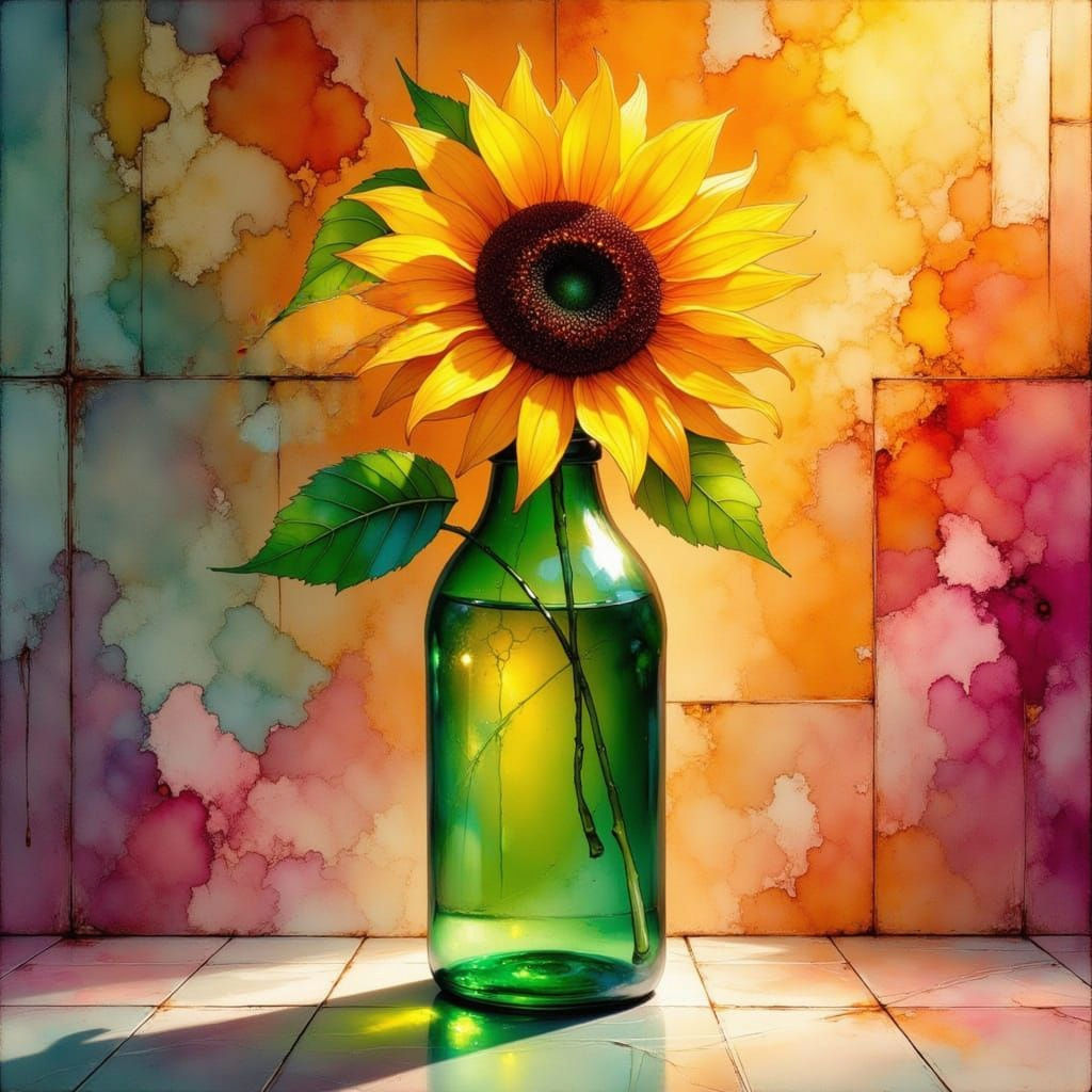 <lora:Happy Jambalaya:1.0> <lora:Green Flux:1.0> <lora:Earth and impression:1.0> <lora:Alcohol Ink Splash:1.0> Beautiful, close up still-lif...