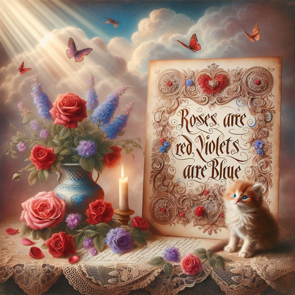Roses are Red, Violets are blue  by @Tiny Pearl Cat