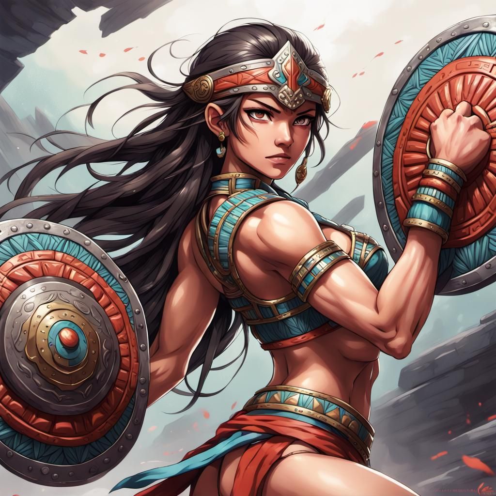 "Beautiful fit alluring pretty muscular Aztec warrior woman ...