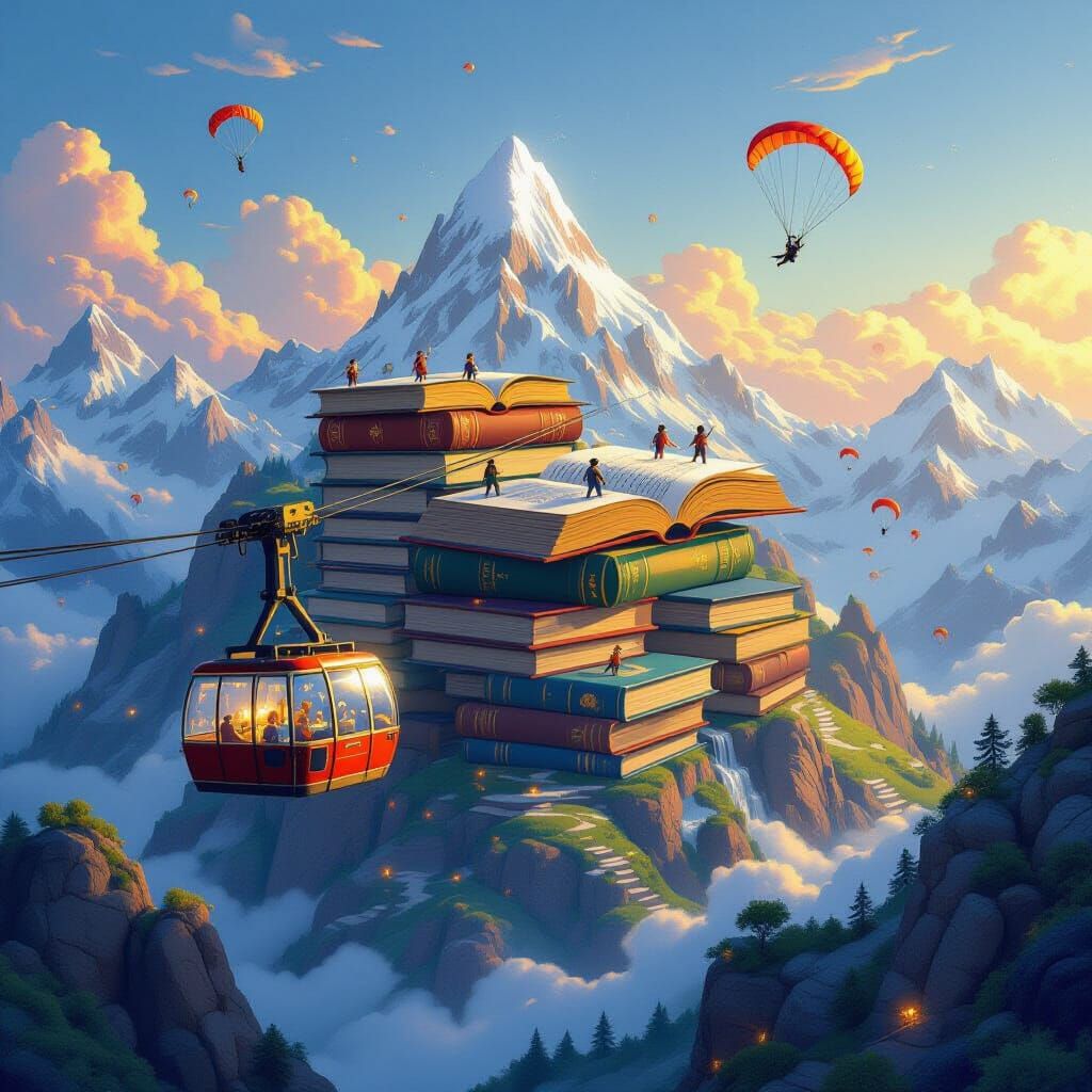Tiny People Ride Book Cable Car to Magical Mountain Worlds