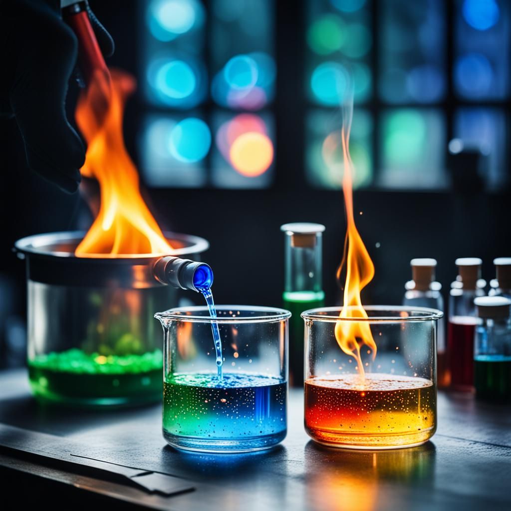 Surreal Chemistry Lab Glass Burning with Magic Aerosol